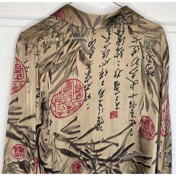Vintage Chico's Women's Silk Burnout Blouse Size 2 / 12 Asian Whimsigoth Art Y2K - Picture 10 of 16